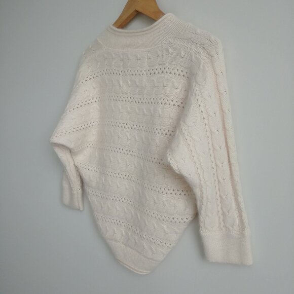 Y2K Abercrombie & Fitch wool cashmere angora cream bolero cable knit sweater M L - Picture 6 of 14